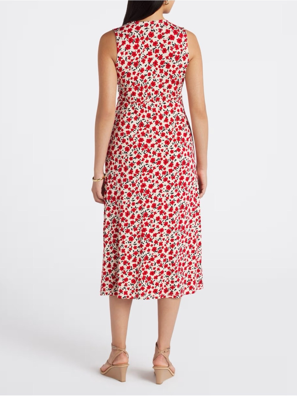 Market & Spruce Red Floral V-Neck Maxi Dress on Cream - Picture 5 of 5